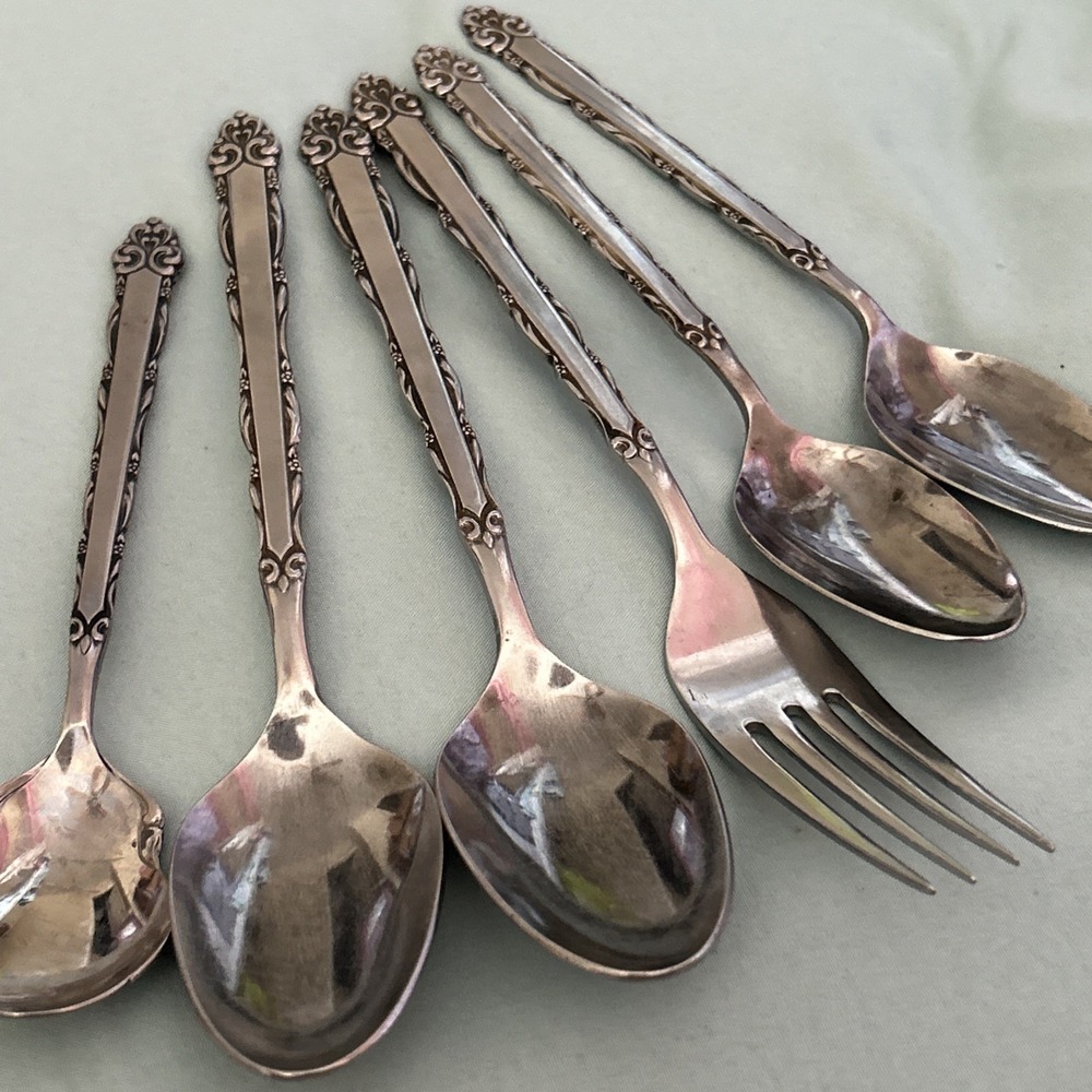 Ekco Eterna Mary Ellen Flatware Stainless Vintage Japan Spoons Fork  Lot Of 6